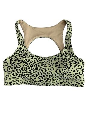 Zyia Active Green Leopard Reve Bra Womens Large